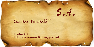 Sanko Anikó névjegykártya